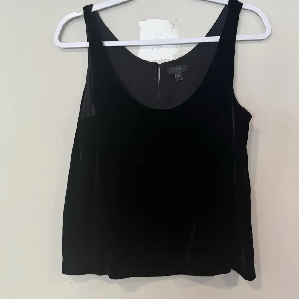 J Crew Shirt Womens Black Rift Velvet Tank Holiday Party Preppy Size XS Xx1365